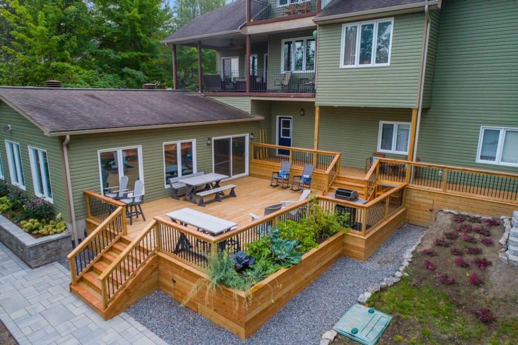 Deck with furniture after professional refinishing treatment