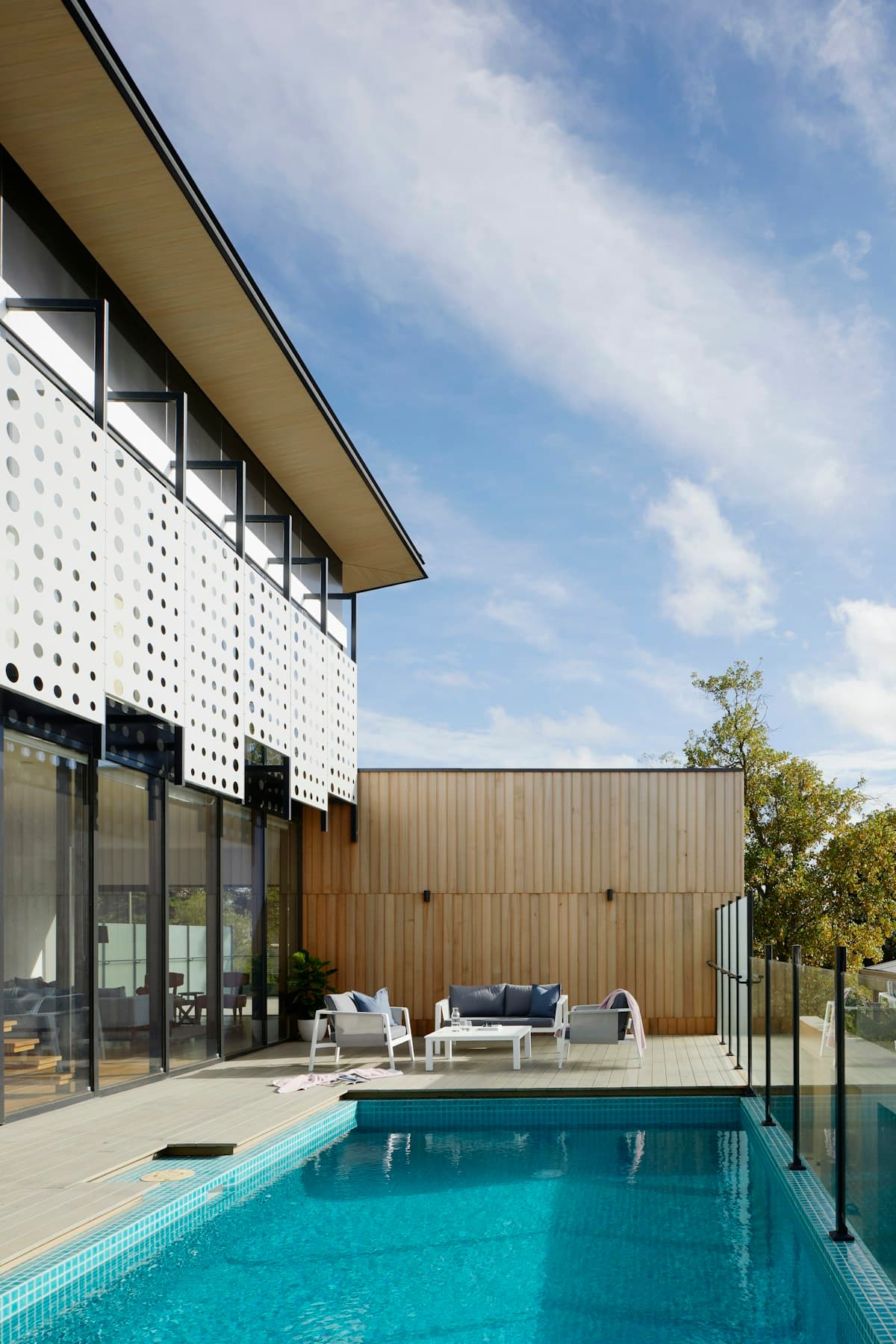 Outdoor living space with professionally stained deck